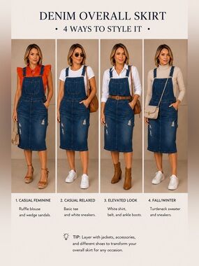 Denim Dungaree Dress for Women Denim Planter with Pockets and Adjustable Straps
